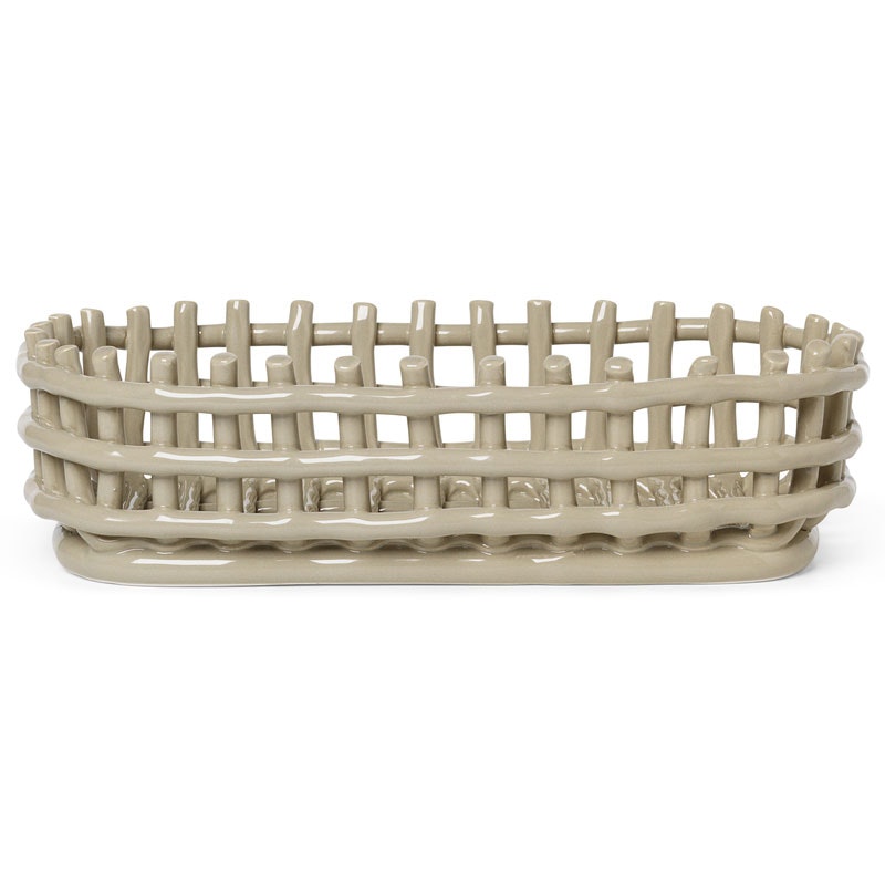 Ceramic Basket Oval, Cashmere