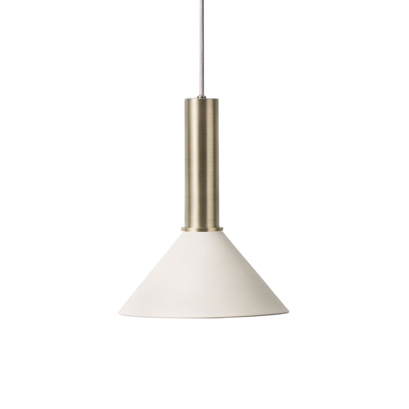 Cone Pendant light High, Light Grey/Brass