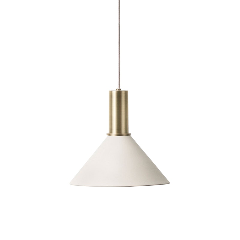 Cone Pendant light Low, Light Grey/Brass
