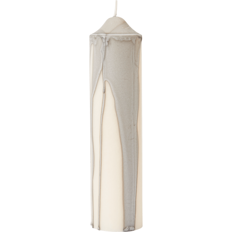 Dryp Pillar Candle 20 cm, Warm Grey
