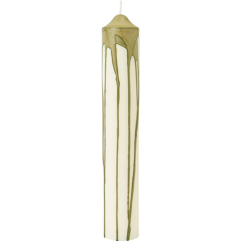 Dryp Pillar Candle 30 cm, Olive Green