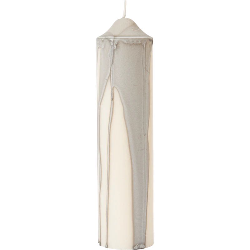 Dryp Pillar Candle 20 cm, Warm Grey
