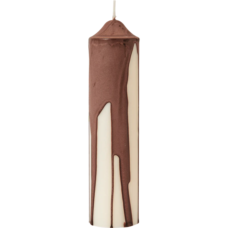 Dryp Pillar Candle 20 cm, Dark Chocolate