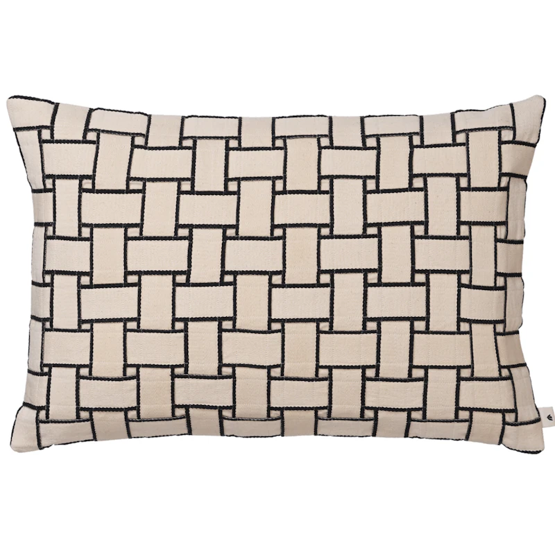 Lattice Cushion Cover 40x60 cm, Off-white/Black