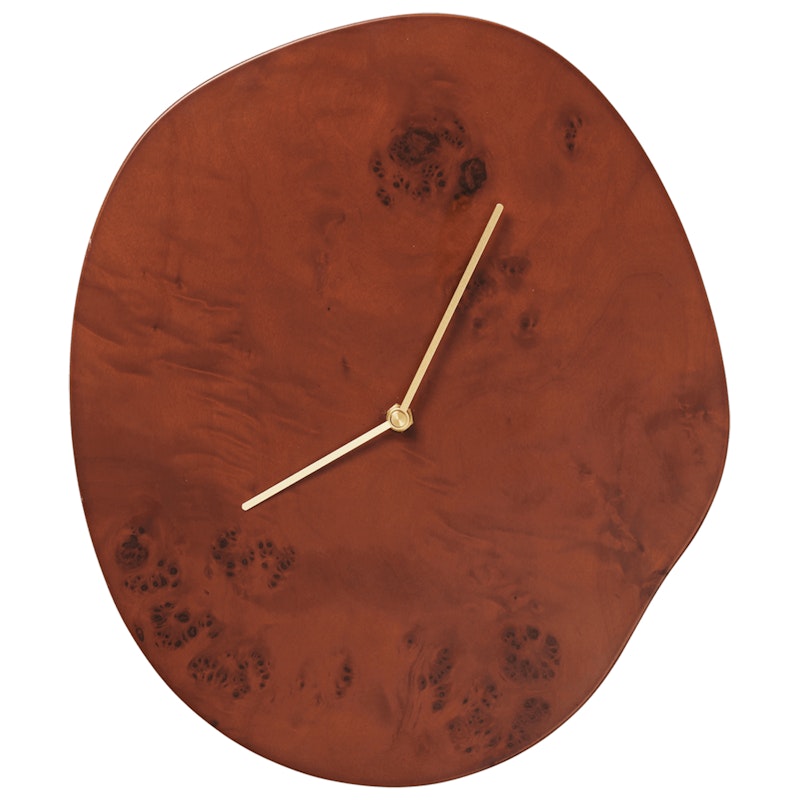 Melt Wall Clock, Dark stained Burlwood