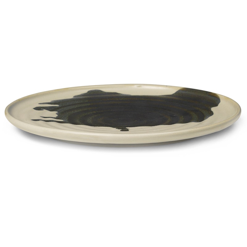 Omhu Plate Ø21 cm, Off-white/Charcoal