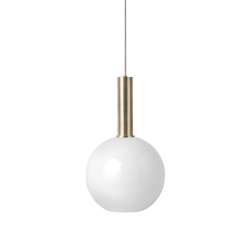 Opal Sphere Pendant light Høj, White/Brass