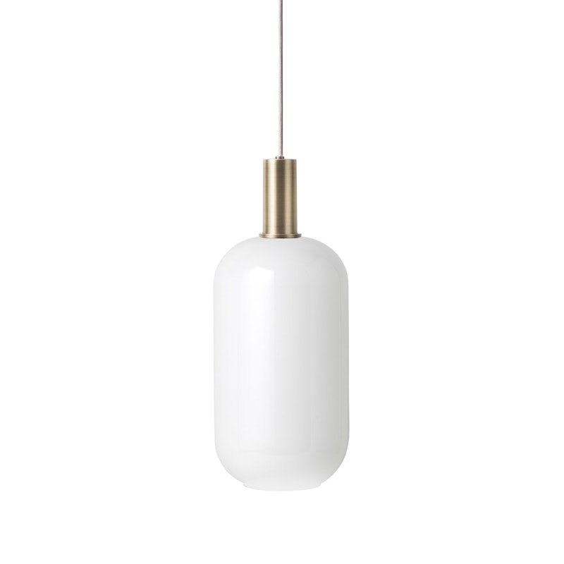 Opal Tall Pendant light Low, White/Brass