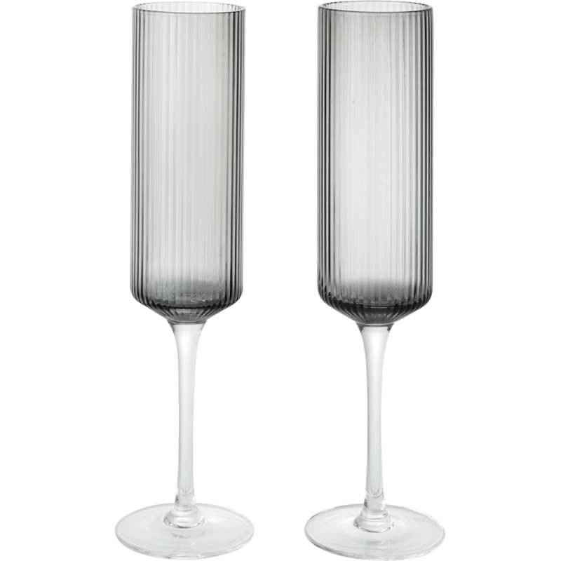 Ripple Champagne Glass 2-pack, Smoked Grey