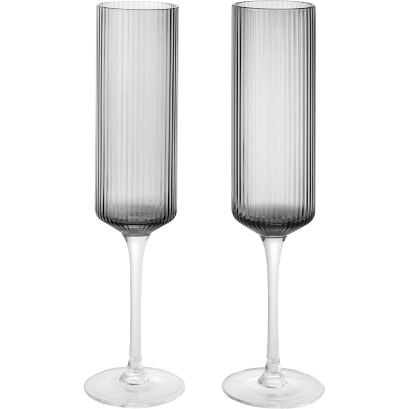 Ripple Champagne Glass 2-pack, Smoked Grey