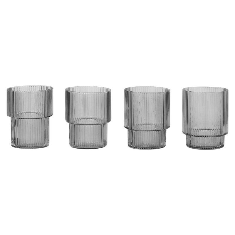 Ripple Glass 4-pack 20 cl, Smoked Grey