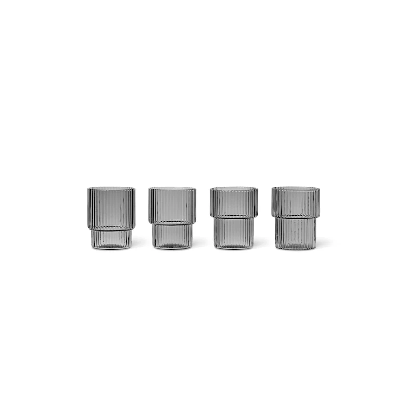Ripple Glass Small 6 cl 4-pack, Smoked Grey