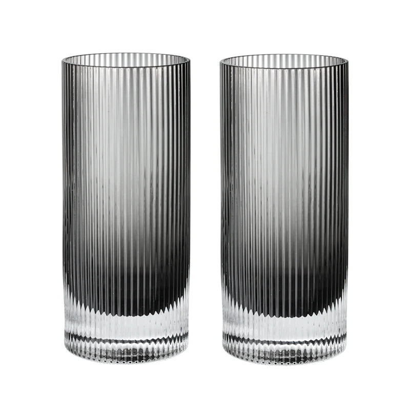 Ripple Highball Glass 2-pack, Smokey Grey