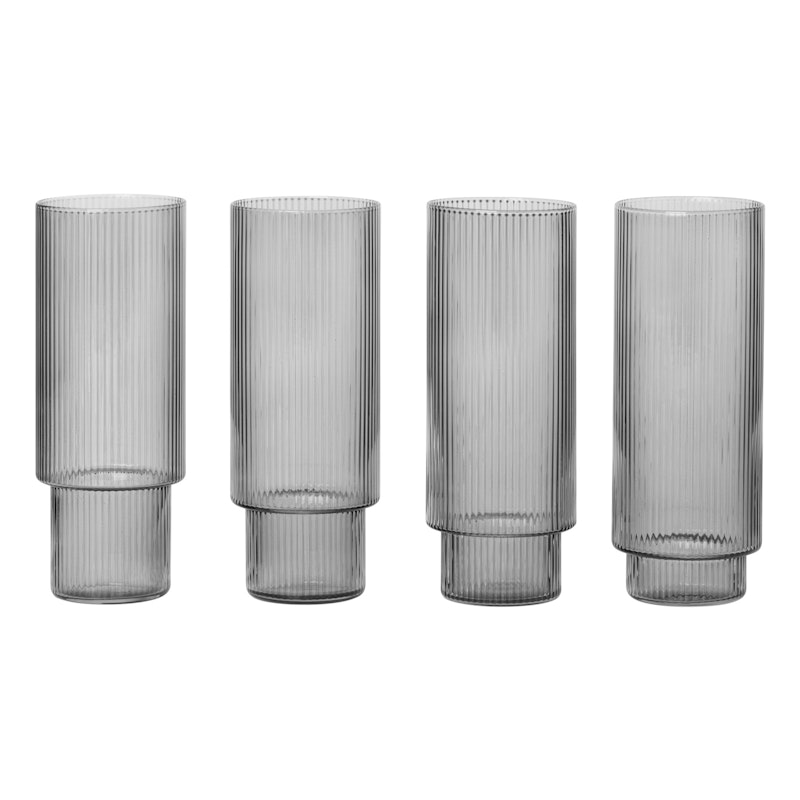 Ripple Longdrink Glass 4-pack, Smoked Grey