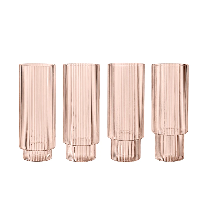 Ripple Longdrink Glass 4-pack, Blush