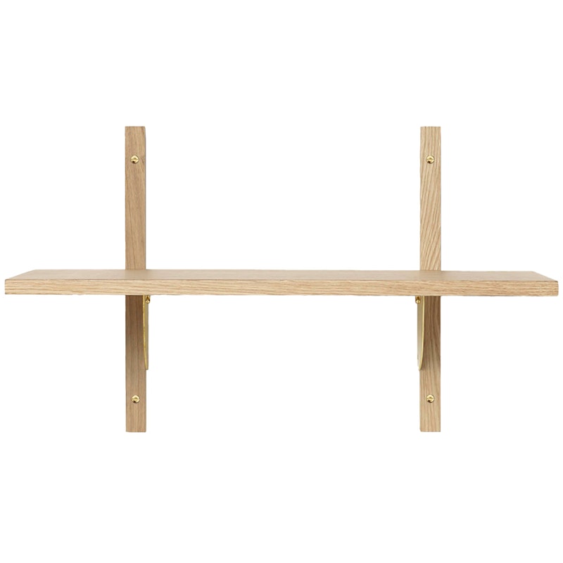 Sector Single Narrow Shelf 34x54 cm, Oak/Brass