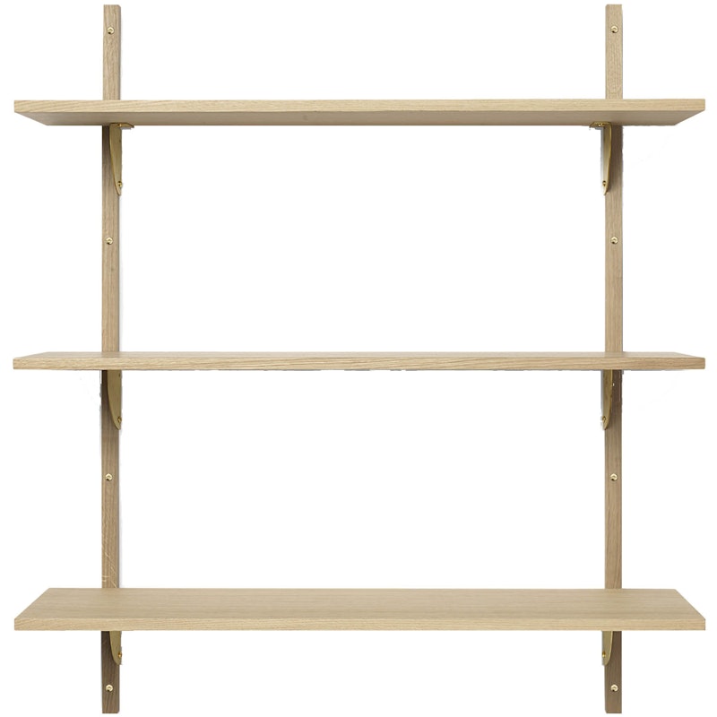 Sector Tripple Wide Shelf 87x102 cm, Oak/Brass