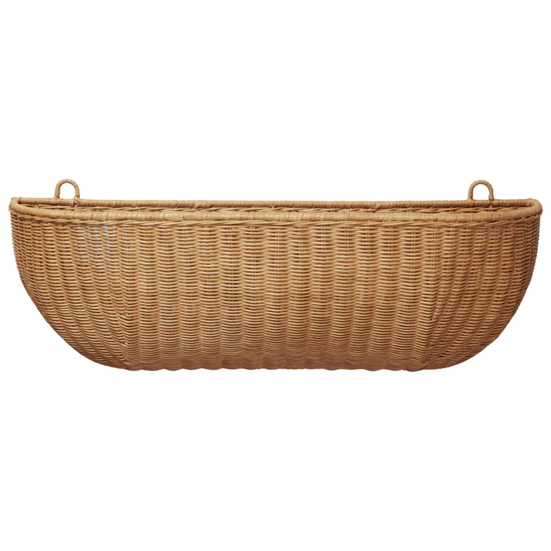 Wall Basket Braided Rattan, 25x75 cm