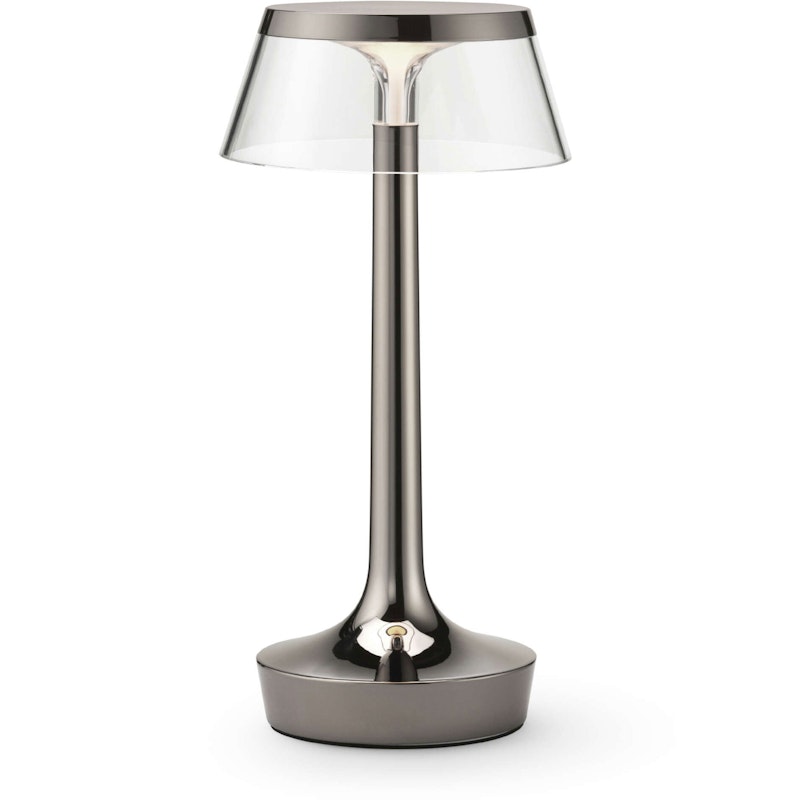 Bon Jour Unplugged Table Lamp Portable, Black Chrome