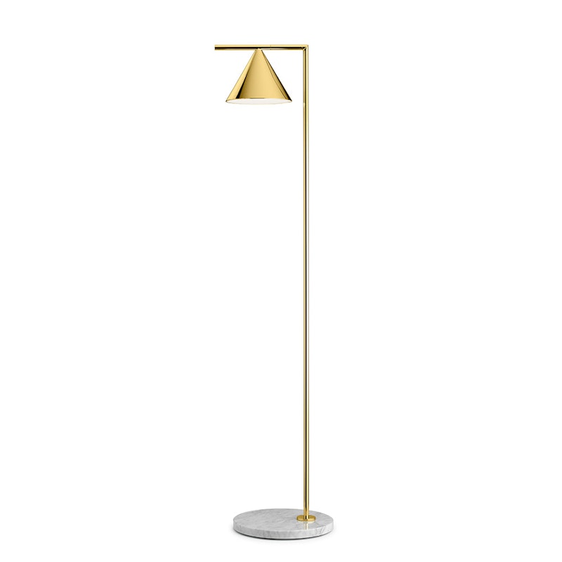 Captain Flint Floor Lamp, Brass/White Marble