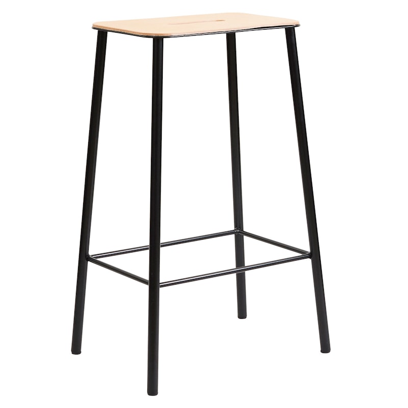 Adam Bar Chair H65cm, Matte Black/Nature Leather