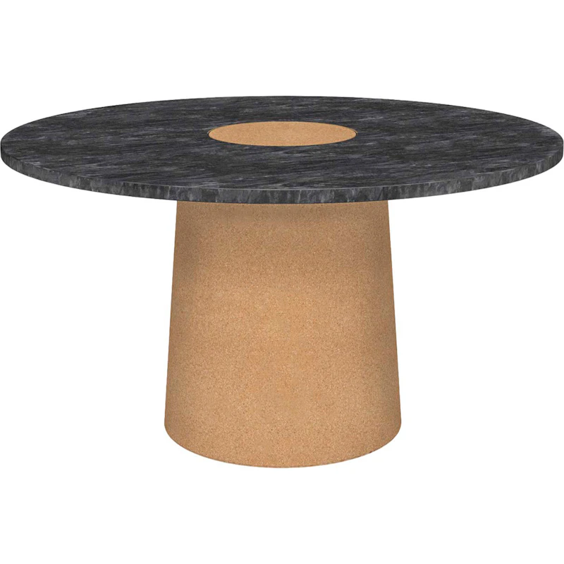 Sintra Dining Table Ø135 cm, Black Marble / Cork