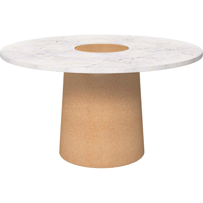 Sintra Dining Table Ø135 cm, White Marble / Cork