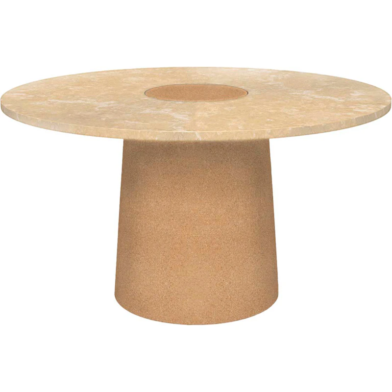 Sintra Dining Table Ø135 cm, Yellow Limestone / Cork