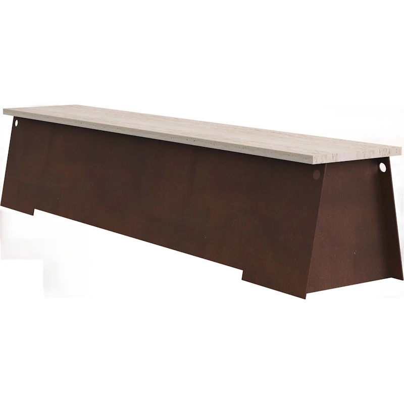 64 Bench, Corten / Travertine