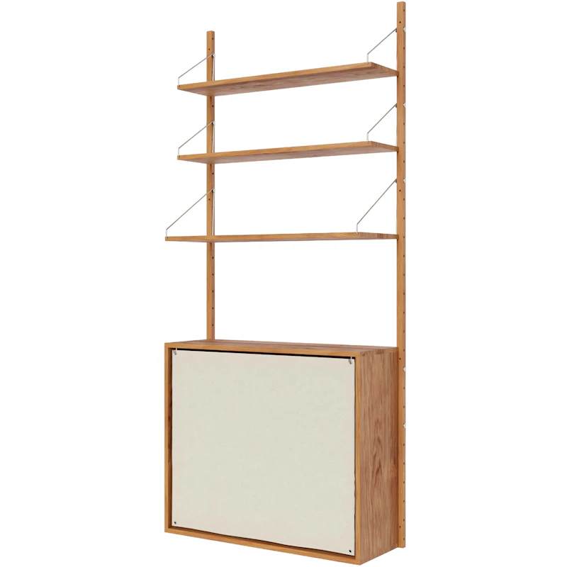 Library Canvas Shelf With Cabinet, Oak / Canvas