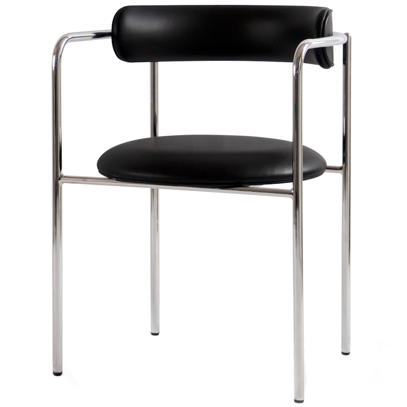 FF Armchair, Black Leather / Chrome