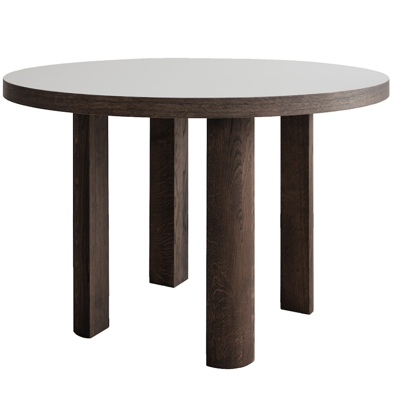 Quarter Dining Table Ø120 cm, Smoked Oak/White Laminate