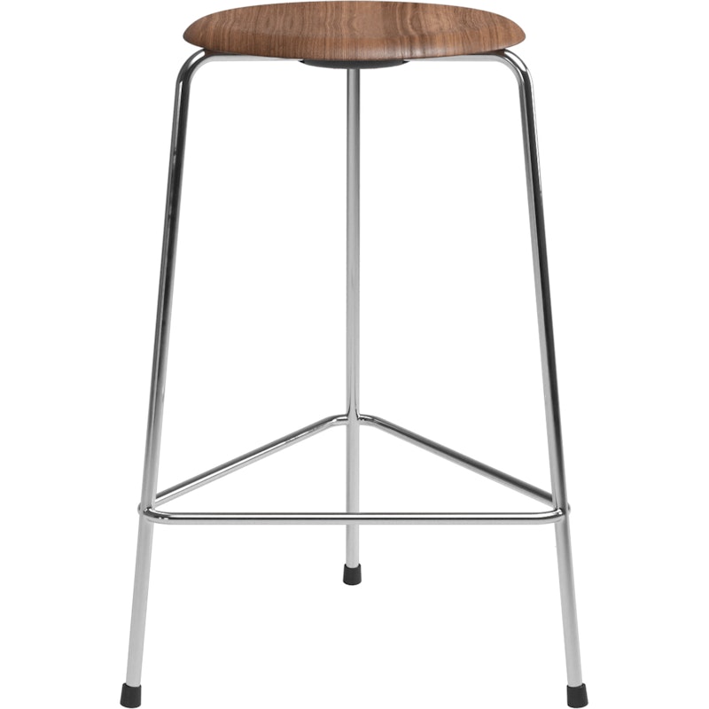 High Dot Bar Stool, Walnut Veneer / Chrome