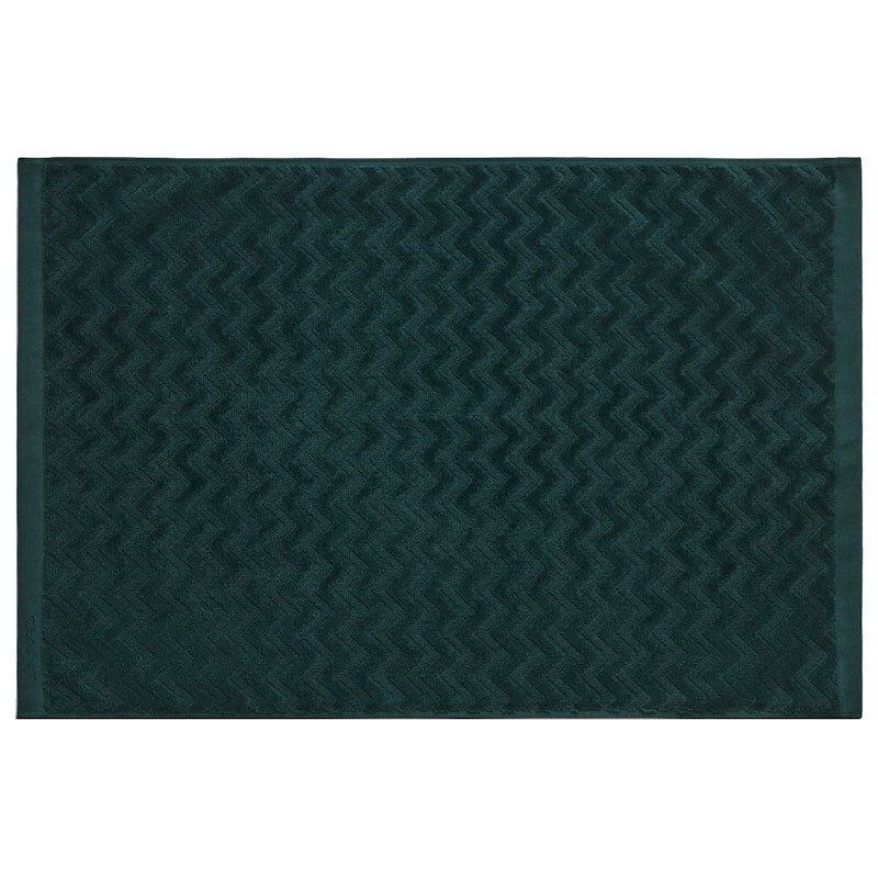 Jacquard Herringbone Bath Mat 60x90 cm, Tartan Green