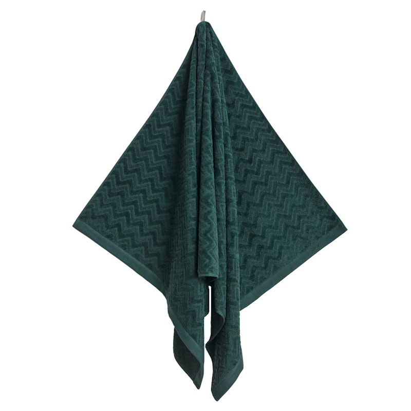 Jacquard Herringbone Towel 50x70 cm, Tartan Green