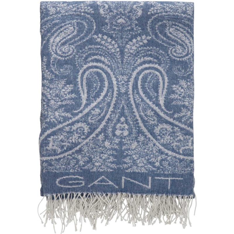 Jacquard Paisley Throw 130x180 cm, Mid Blue