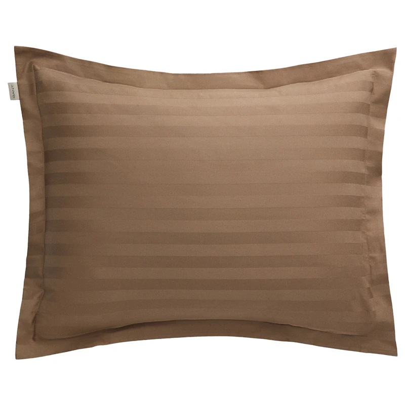 Sateen Stripe Pillowcase 50x60 cm, Taupe Beige