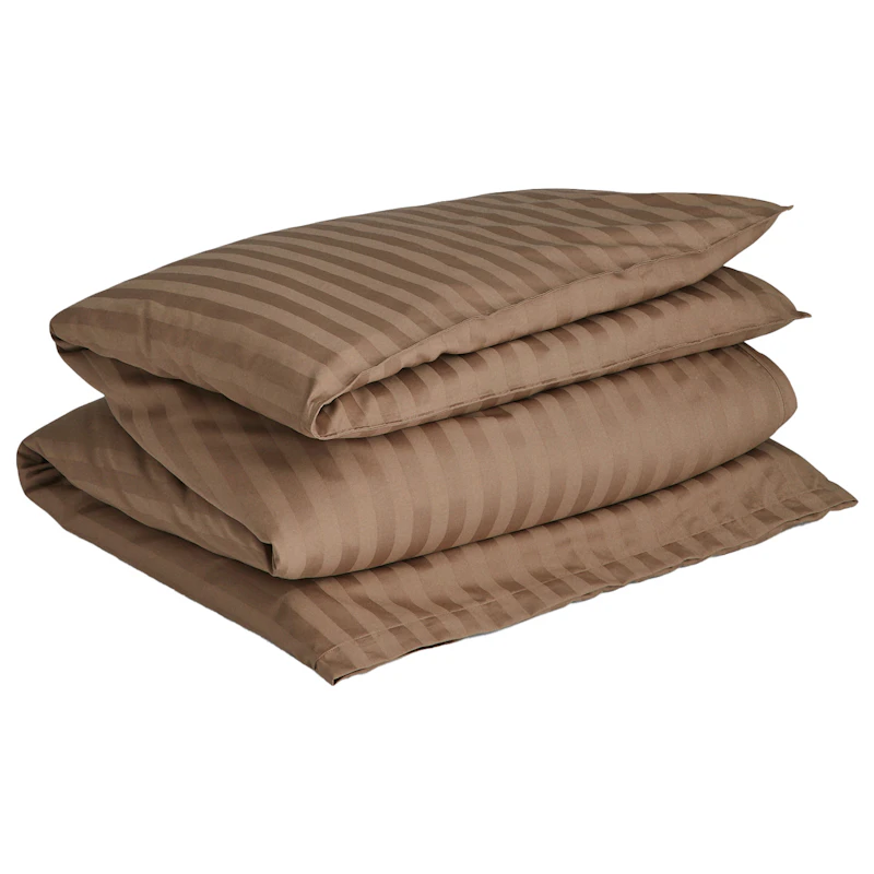 Sateen Stripes Duvet Cover 150x210 cm, Taupe Beige