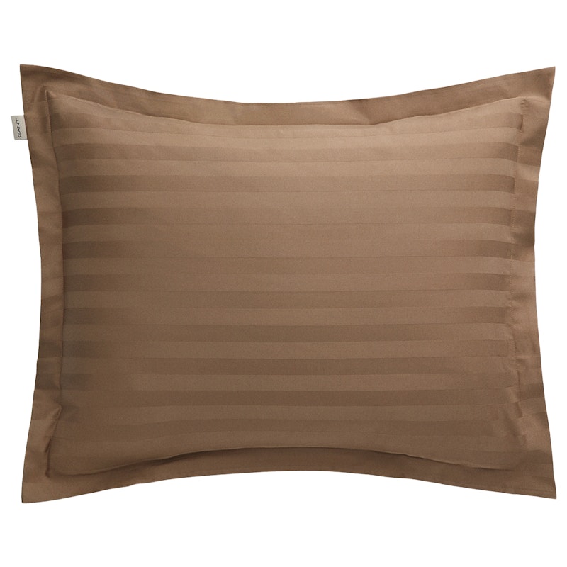 Sateen Stripe Pillowcase 50x60 cm, Taupe Beige