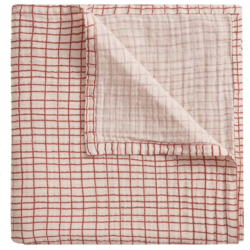 Checks Rust Muslin Blanket, 110x110 cm