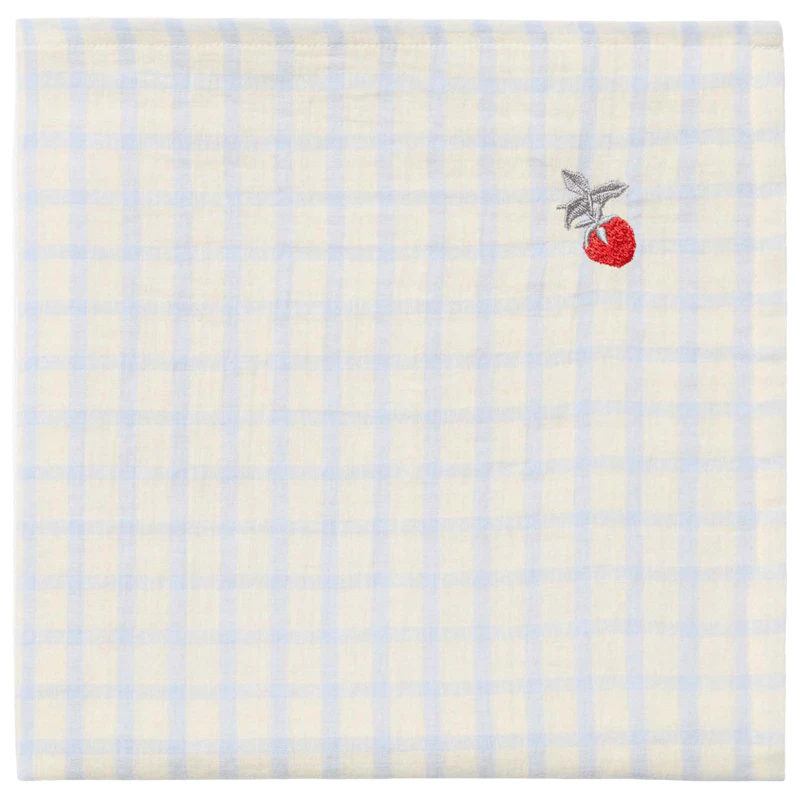 Gingham Sky Blue Muslin Swaddle Blanket, 110x110 cm