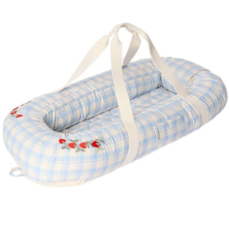 Plaid Sky Blue Baby Nest