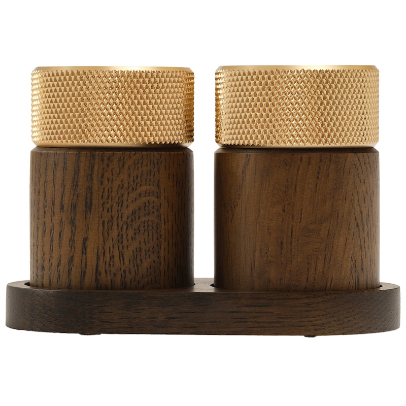 Sina Salt And Pepper Mill Set, Dark Ash / Brass