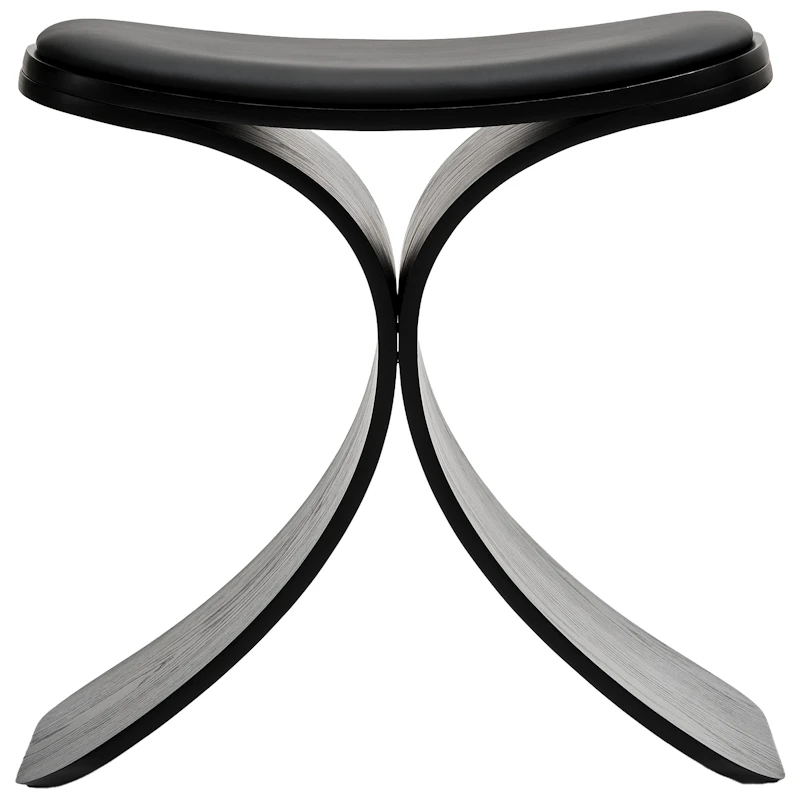 Luno Stool, Black Oak / Black Leather