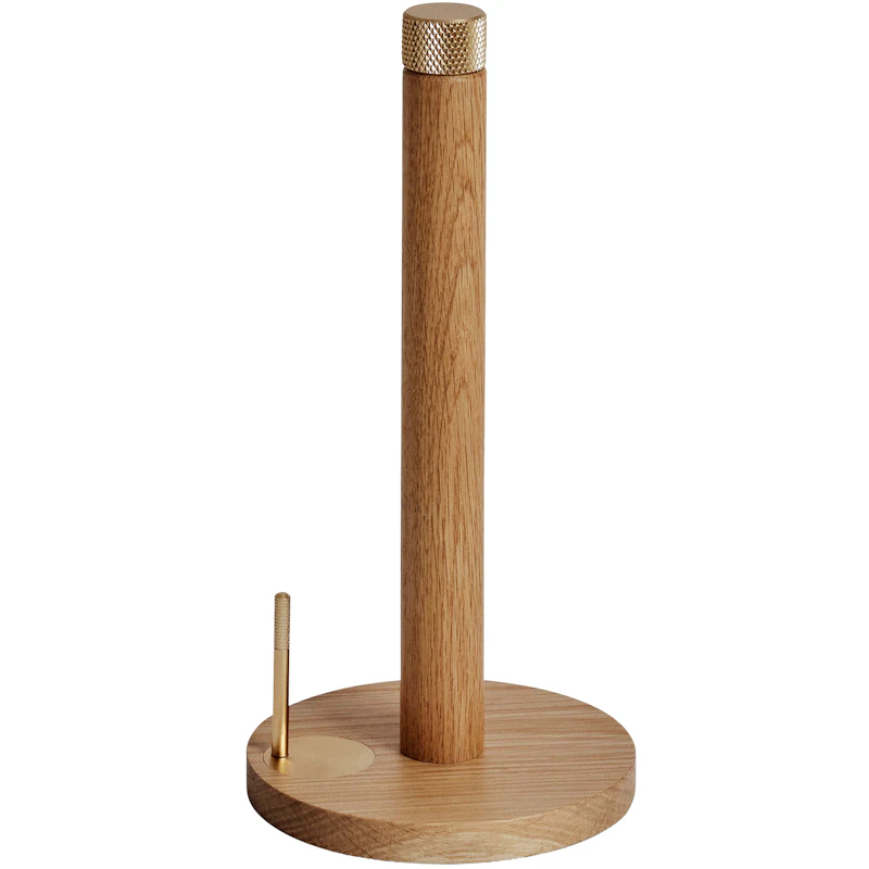 Sina Kitchen Roll Holder, Oak / Brass