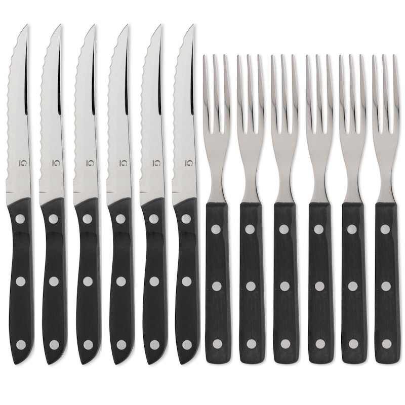 Old Farmer Black Grill Cutlery 6+6