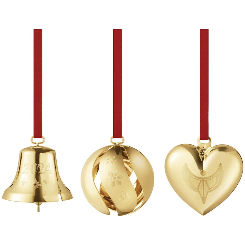 2024 Gift Set / Christmas Decoration 3 Pieces, Gold Plated