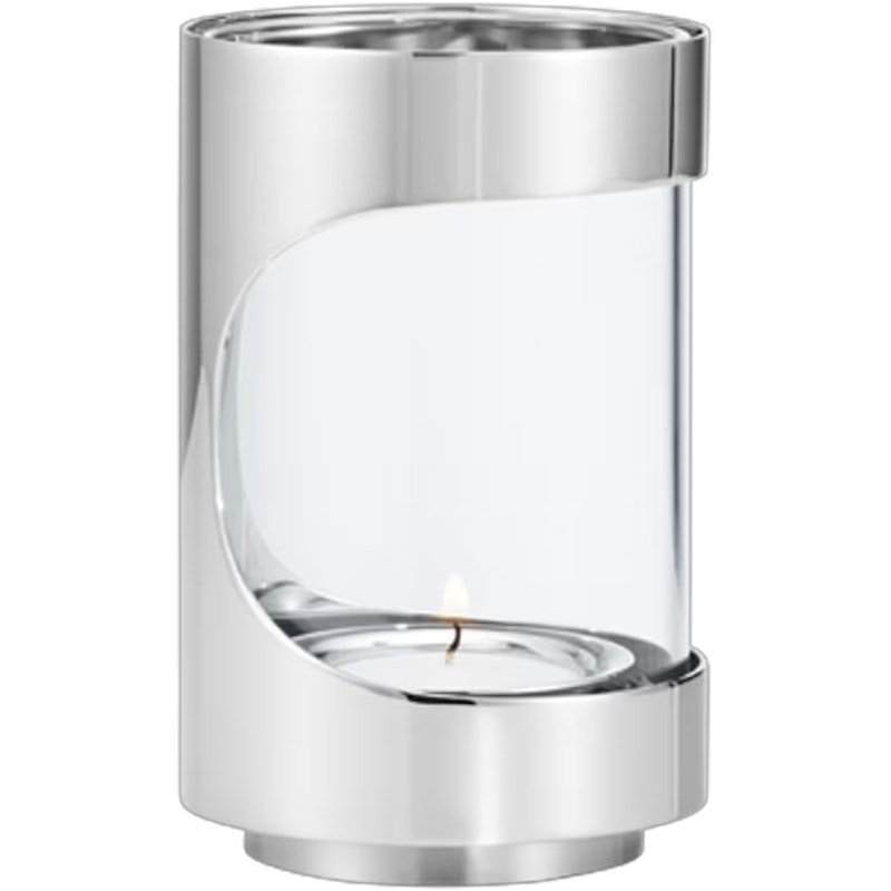 Chrome Contours Tea Light Holder Stainless Steel, 12 cm