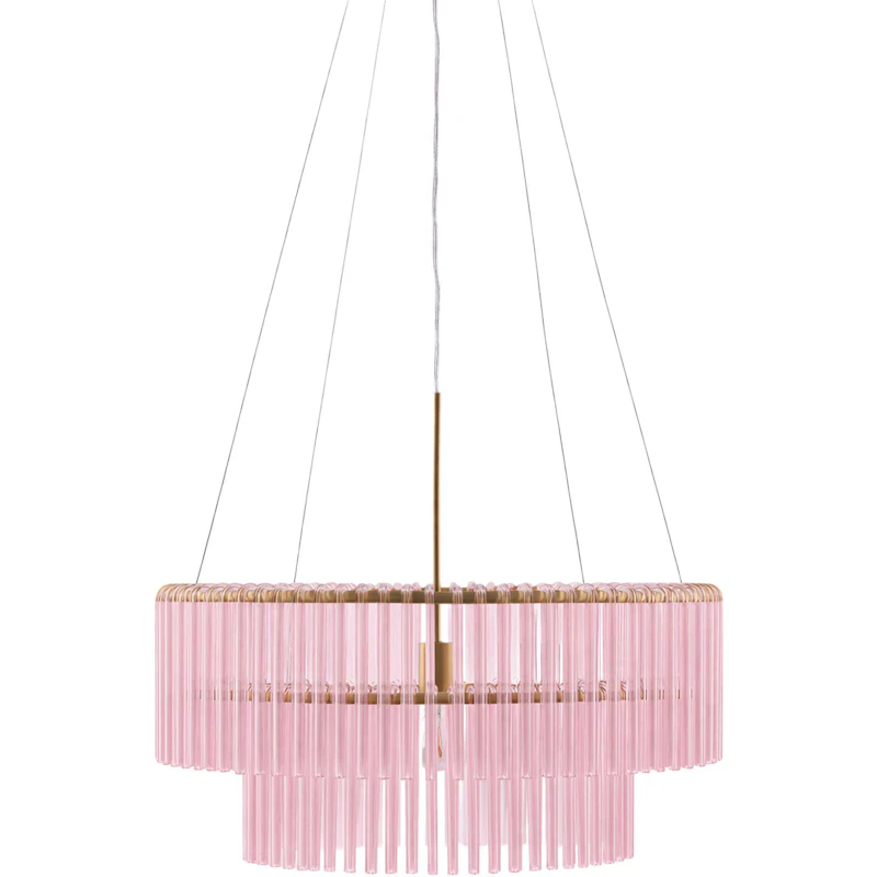 Hook Pendant, Pink / Brushed Brass