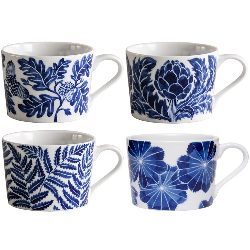 Botanica Set With 4 Mugs 24 cl, Blue